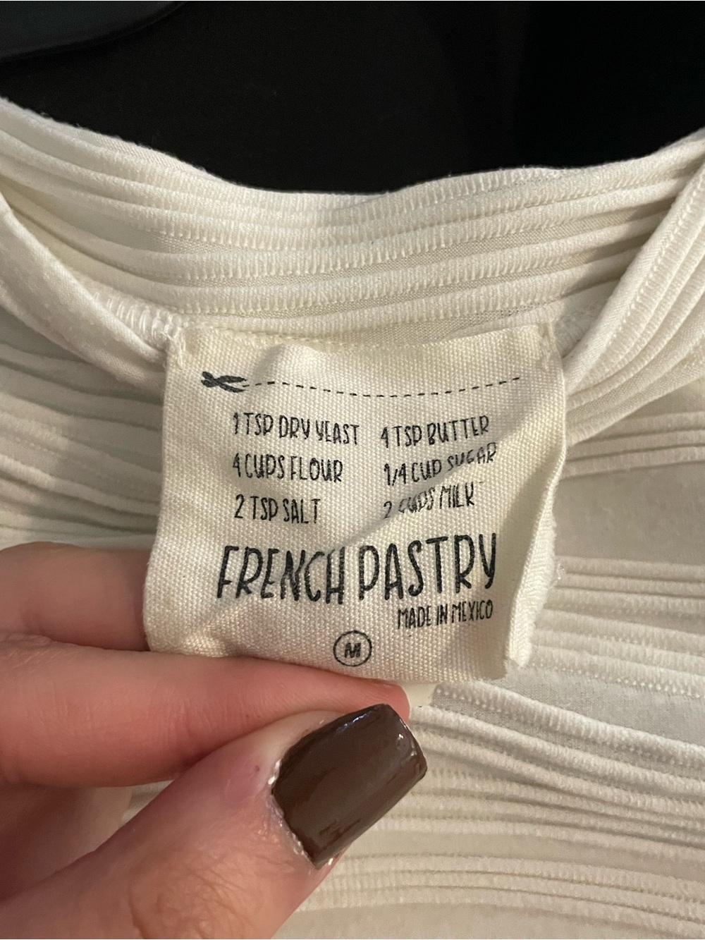 french pastry Ribbed Short Sleeve Top - Cream - Picture 4 of 4